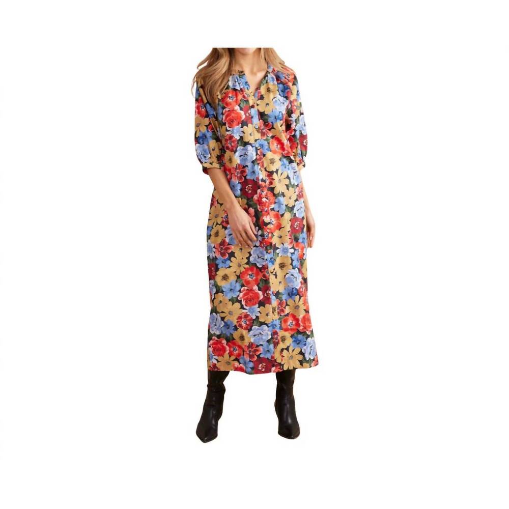 NEW DOUBLE A madeline midi dress in nocturnal garden